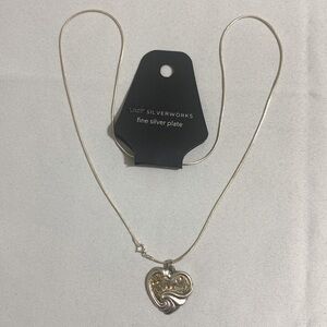 24” BELK Silverworks Chain Necklace w GORHAM Sterling Silver Heart Shaped Pendan